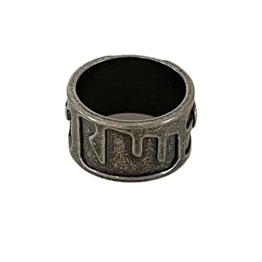 Stylish Gray Metal Ring with Accents 2.5” Circumference